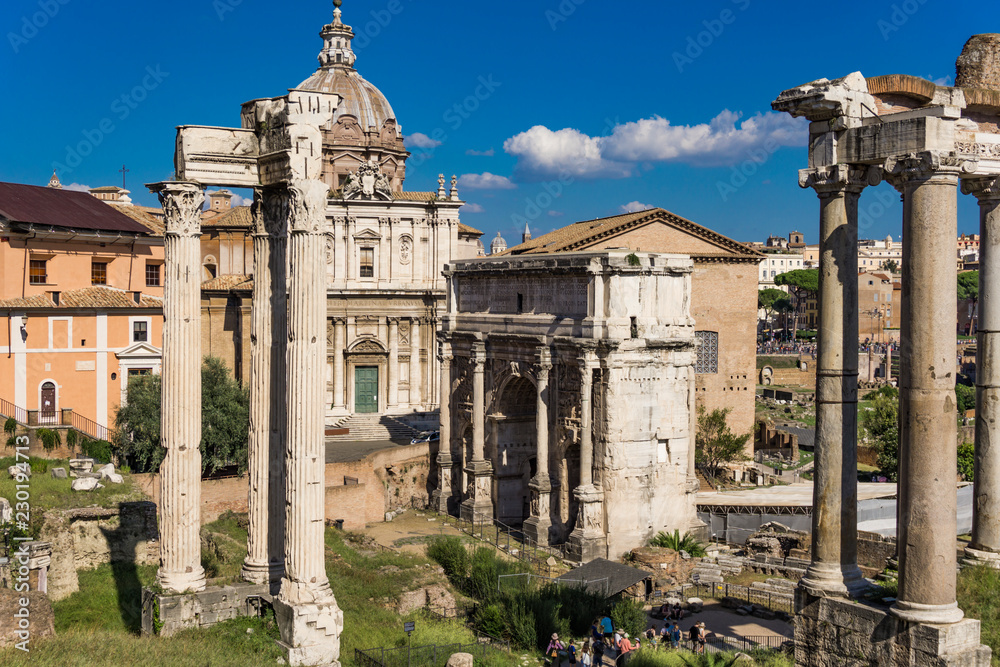 Septimius Severus Arch in Roman forum, Rome, Italy