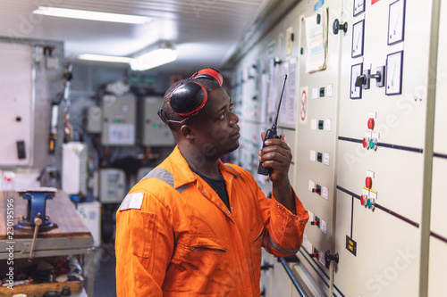 Photos African marine engineer officer in engine control room ECR