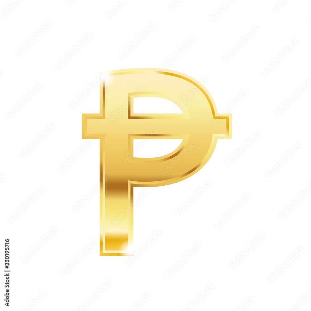 Golden peseta symbol isolated web vector icon. Peseta trendy 3d style vector icon. Golden peseta currency sign