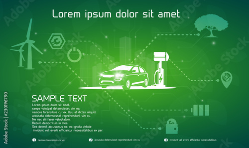Electric car and charging station.