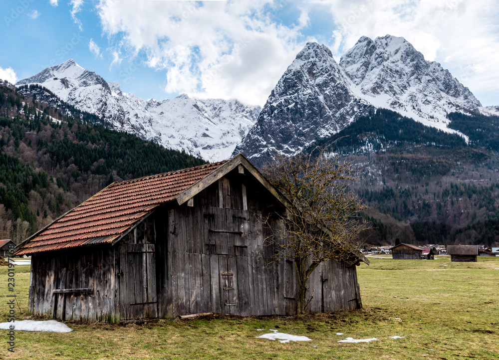 Barn in the Bavarian Alps (Spring).