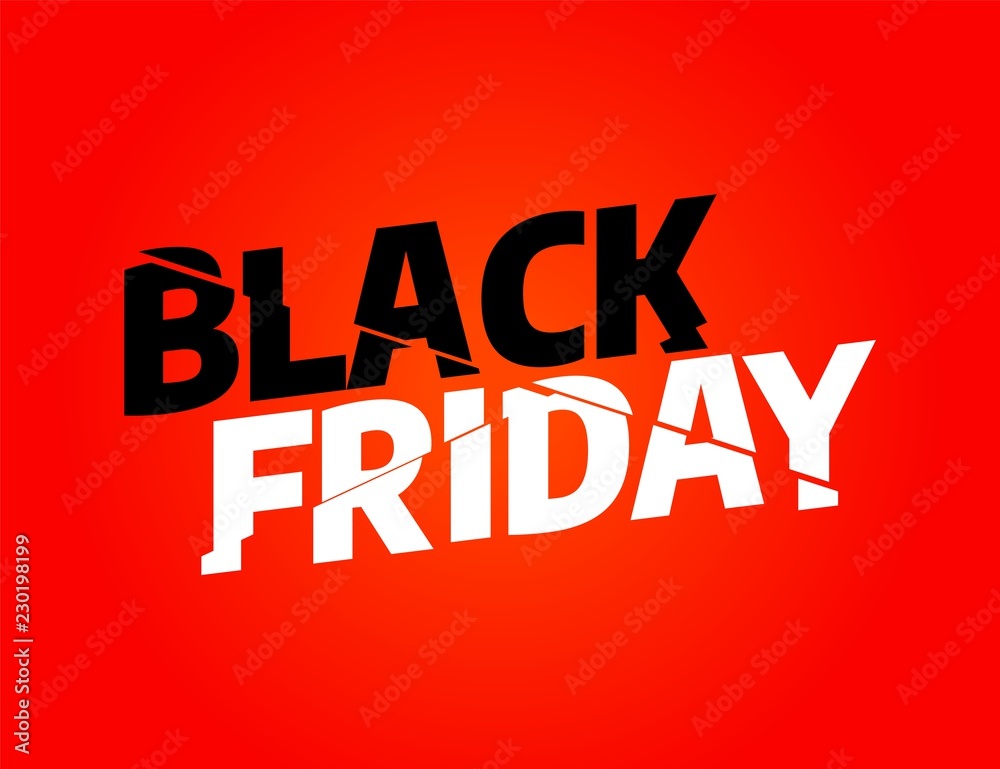 Obraz premium Black Friday sale inscription design template. Black Friday typography banner. Vector illustration eps 10.