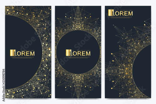 Chocolate bar packaging set. Trendy luxury product branding template with label pattern for packaging. Geometric abstract golden package with mandala. Connected line with dots. Vector illustration