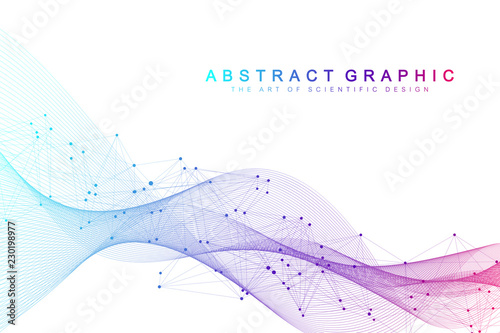 Big Genomic Data Visualization. DNA helix, DNA strand, DNA Test. Molecule or atom, neurons. Abstract structure for Science or medical background, banner.