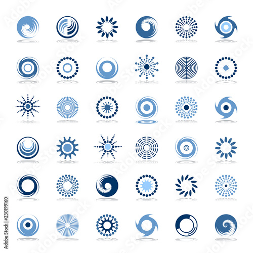 Design elements set. Abstract icons in blue colors.