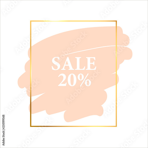 Frame label gold sale holiday vector poster