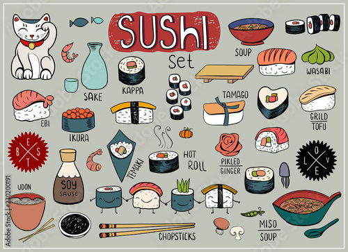 Sushi doodles collection