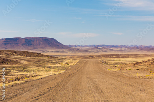 Endless roads in a breathtaking landscape, Skeleton Coast Park, Namibia.
