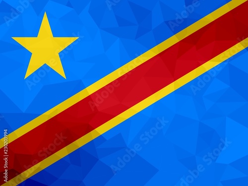 Democratic Republic of the Congo polygonal flag. Mosaic modern background. Geometric design
