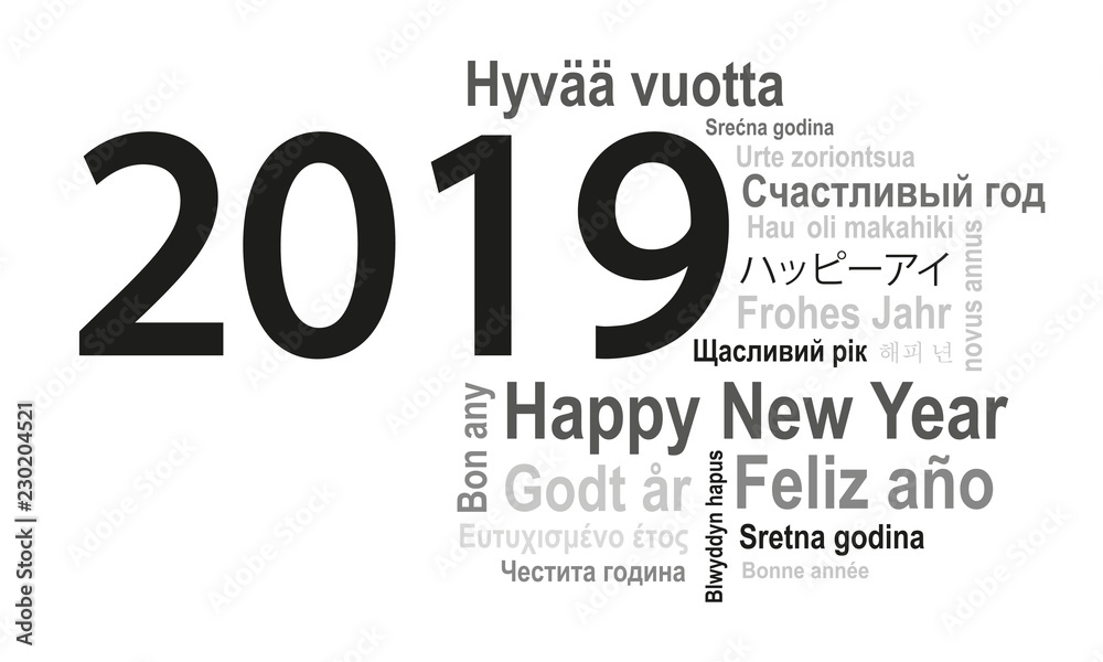 Happy year in different languages. Happy year in different languages.