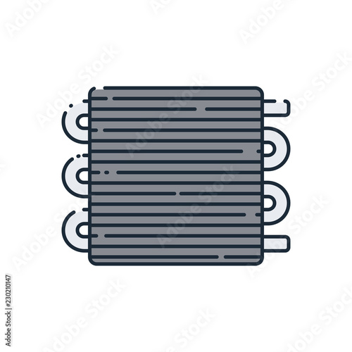 Flat icon on the car radiator. Vector illustration. Cooler in the cooling system.