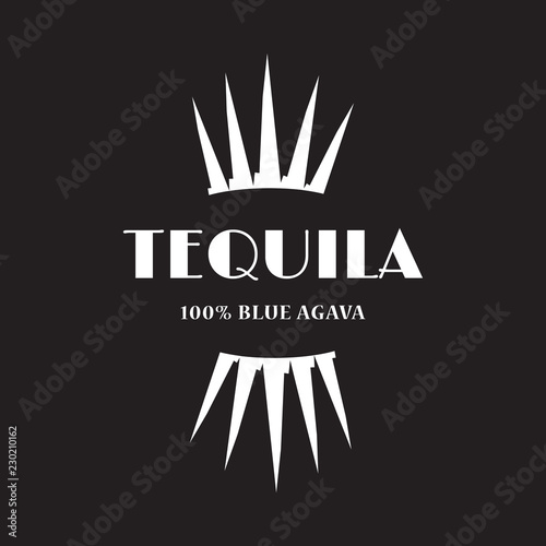 Tequila logo with agava plants. Gin vector label