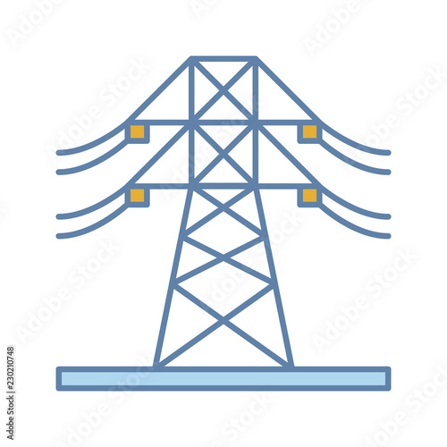 High voltage electric line color icon