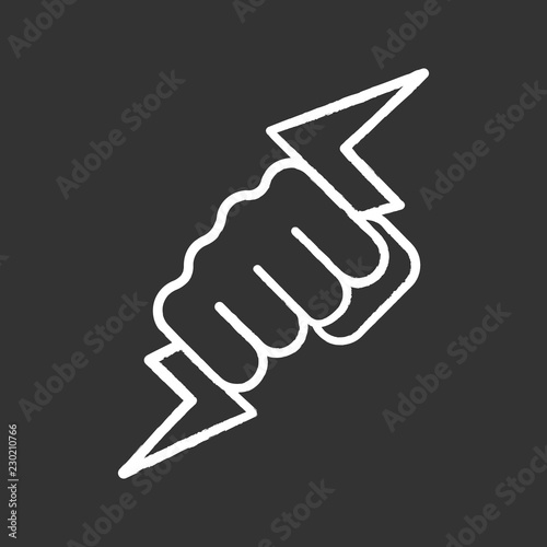 Fotografie Hand holding lightning bolt chalk icon