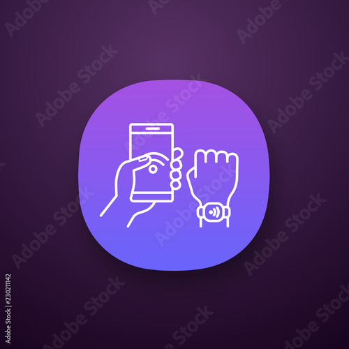 NFC bracelet connected to smartphone app icon