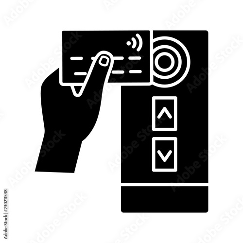NFC credit card reader glyph icon