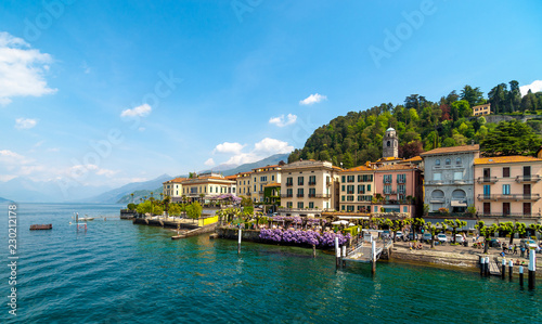 View of beautiful architecture of Bellagio town, lake Como, Italy.