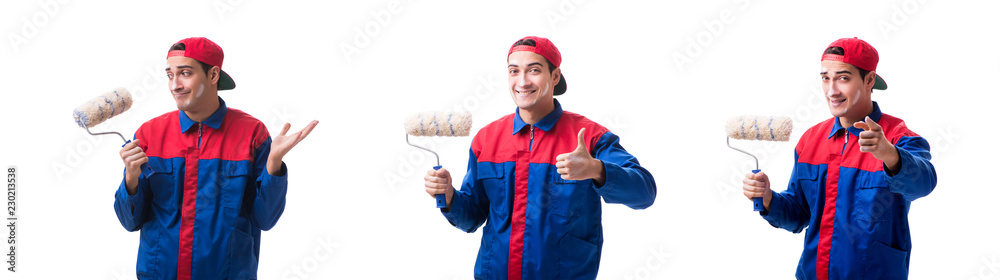 Young painter contractor isolated on white background Young painter contractor isolated on white background