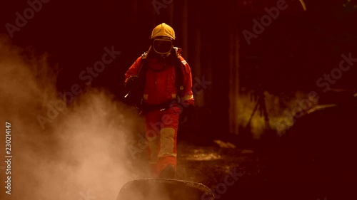 Fireman action in traning in  emergency situation in Slow motion