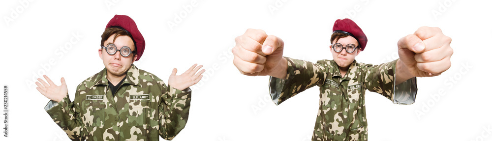 Funny soldier isolated on white Funny soldier isolated on white