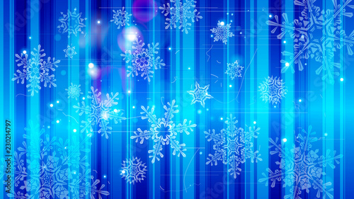Snowflakes and festive lights - vector background with beautiful snowflakes that merrily shine and shimmer in color space