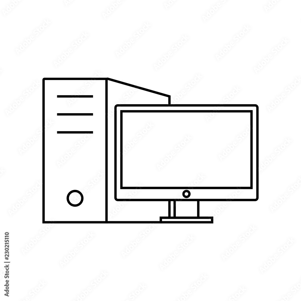 Desktop computer concept line icon. Linear Desktop computer concept outline symbol design. This simple element illustration can be used for web and mobile.