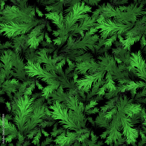 Christmas tree branches seamless background  3d pattern