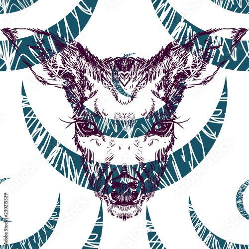 stag deer head sketch vector graphics monochrome drawing