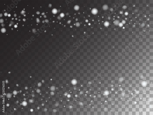 Winter Snowfall Ice Texture Vector Transparent Background. Realistic Snow Confetti Falling Down, Isolated Snowflake Scatter. Random Moving Realistic Snow Confetti, Christmas New Year Frost Decoration.