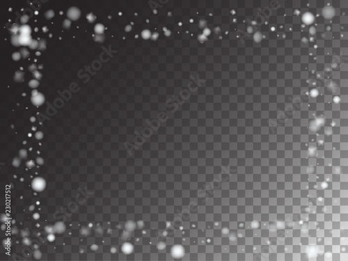 Winter Snowfall Ice Texture Vector Transparent Background. Realistic Snow Confetti Falling Down, Isolated Snowflake Scatter. Random Moving Realistic Snow Confetti, Christmas New Year Frost Decoration.