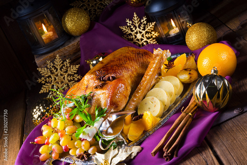 delicious stuffed goose and bohemian dumplings photo