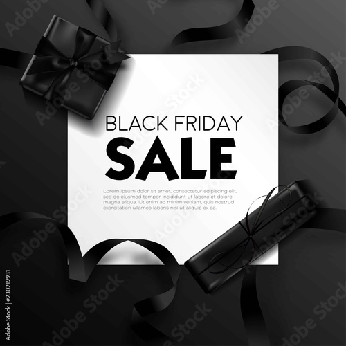 Black friday sale, poster with text sample and presents