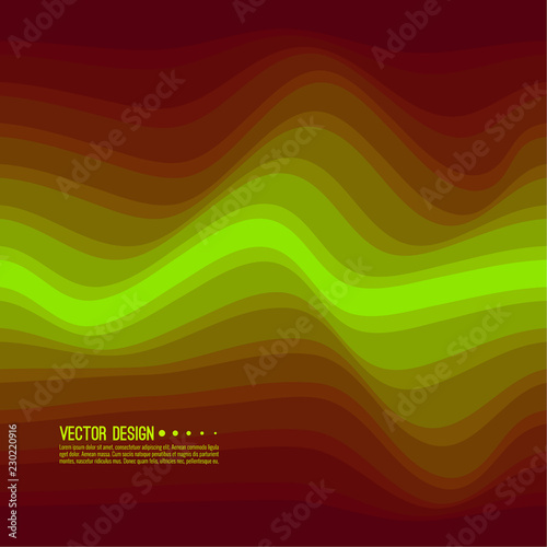 Distorted wave colorful texture. Abstract dynamical rippled surface. Vector stripe deformation background. Transition and gradation of color.