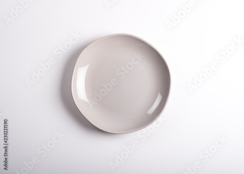 Empty dish isolated on a white background. Top view.