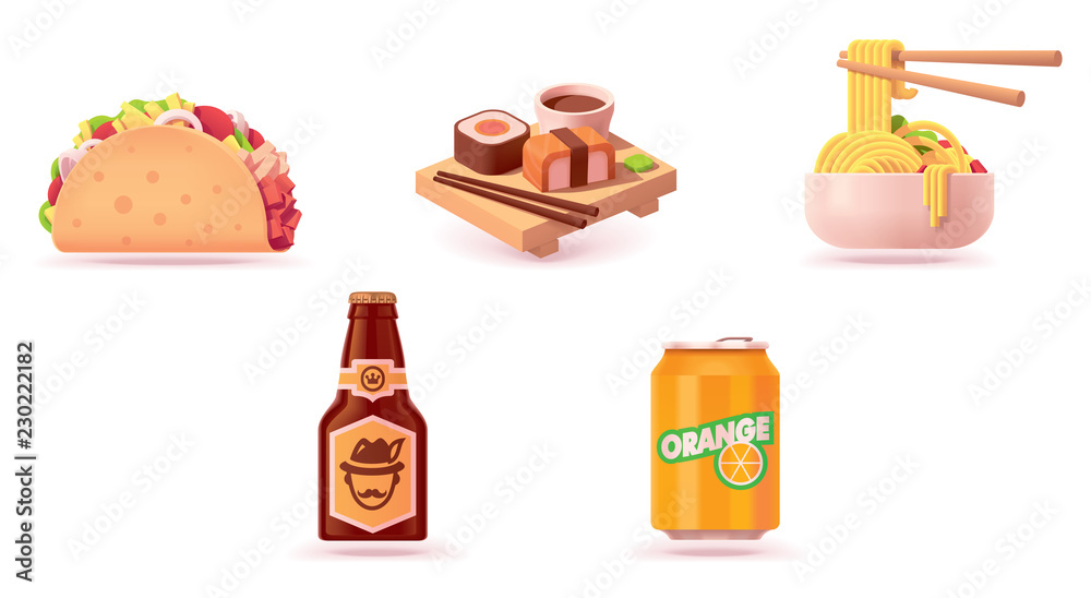 Vector fast food icon set Vector fast food icon set