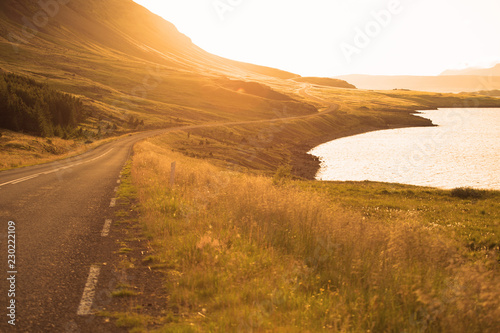 travel to iceland: landscape with road  photo