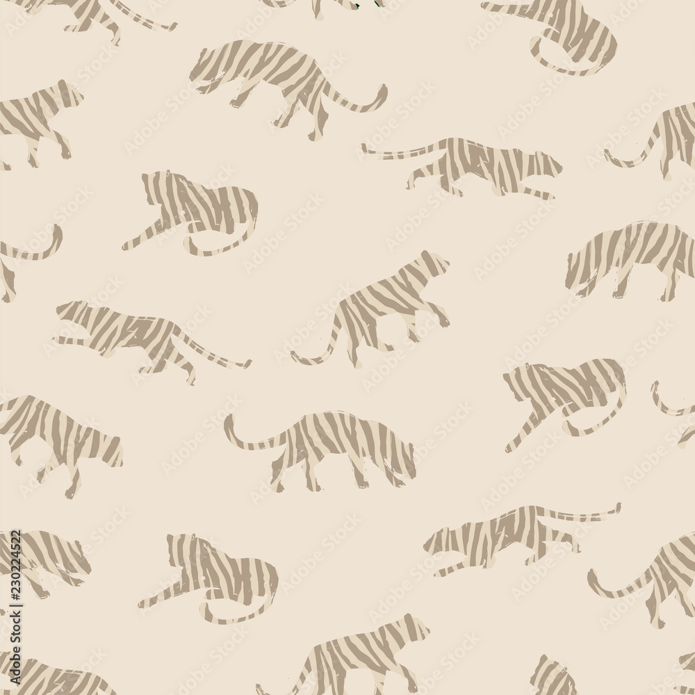 Obraz premium Seamless exotic pattern with abstract silhouettes of tigers.