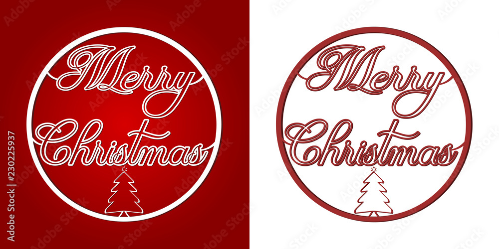 Merry Christmas - Words and trees in a Christmas bubble
