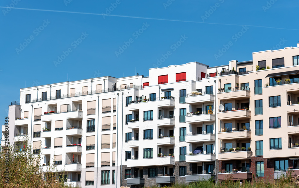 New modern multi-family apartment buildings seen in Berlin, Germany