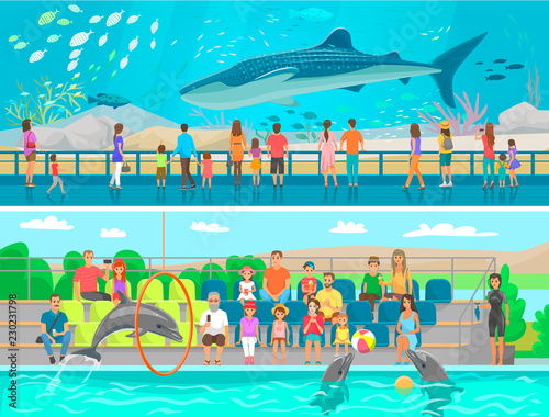 Huge oceanic aquarium and dolphinarium sketch