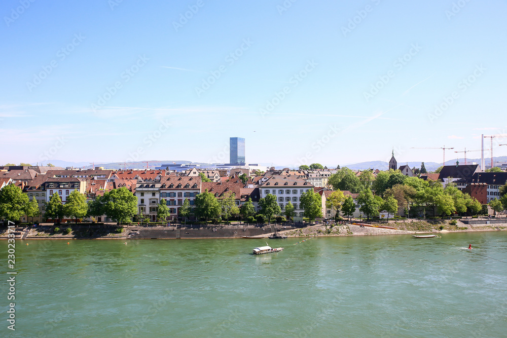 view of the Rhine and kleinbasel from the pfalz in Basel