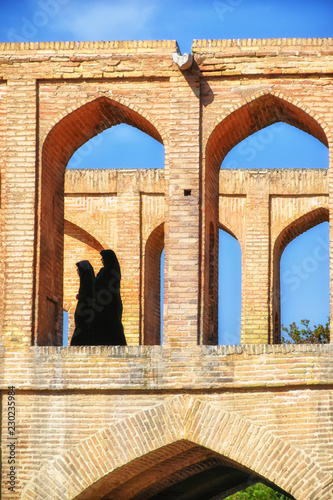 Archs of the Si-o-seh pol bridge in Isfahan, Iran.