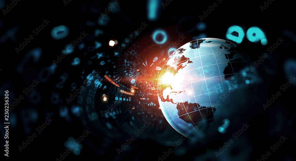 Obraz premium Global network and data exchange