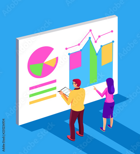 Business people entrepreneur writing financial project report. Business strategy concept. Vector flat cartoon graphic design isolated illustration