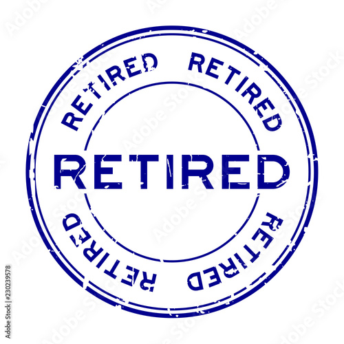 Grunge black retired round rubber seal stamp on white background