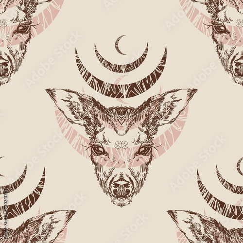 stag deer head sketch vector graphics monochrome drawing