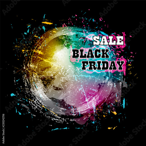 Black Friday sale colorful background. Vector illustration.