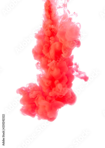 Red, pink ink in water, abstract background