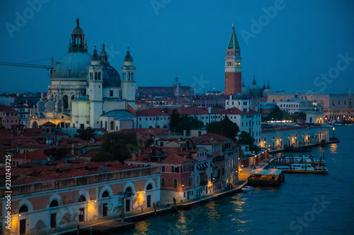 Night view of Grand Canal and basilica di santa maria della salute in Venice in Italy © dtatiana