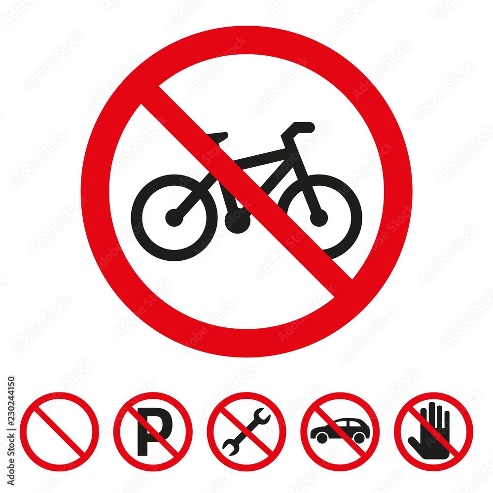 No bicycle sign on white background. No bicycle sign on white background.
